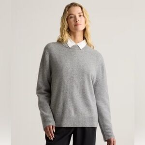 Quince Mongolian Cashmere Oversized Crewneck Heather Grey Sweater